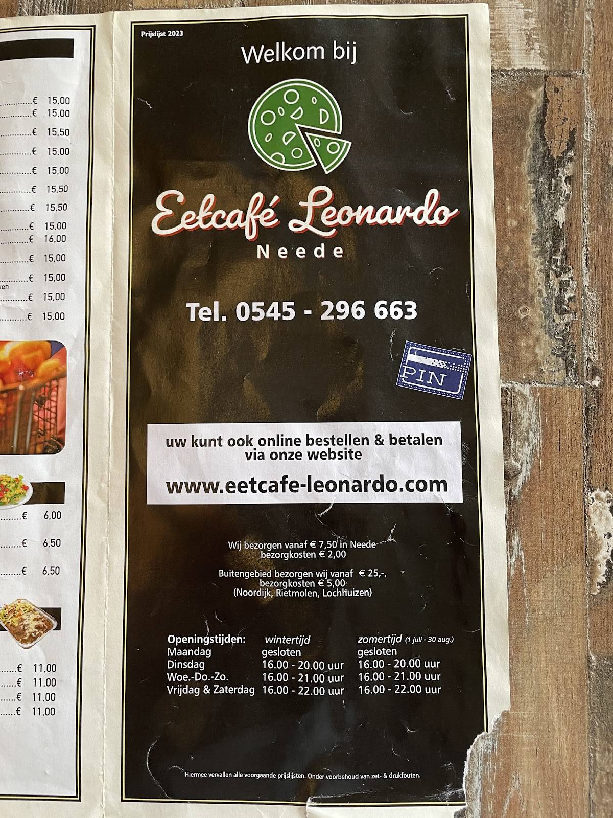 Eetcafé Leonardo меню