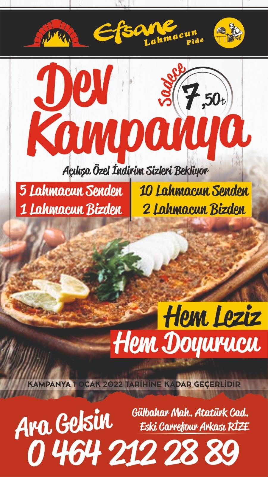 Efsane Lahmacun Pide меню