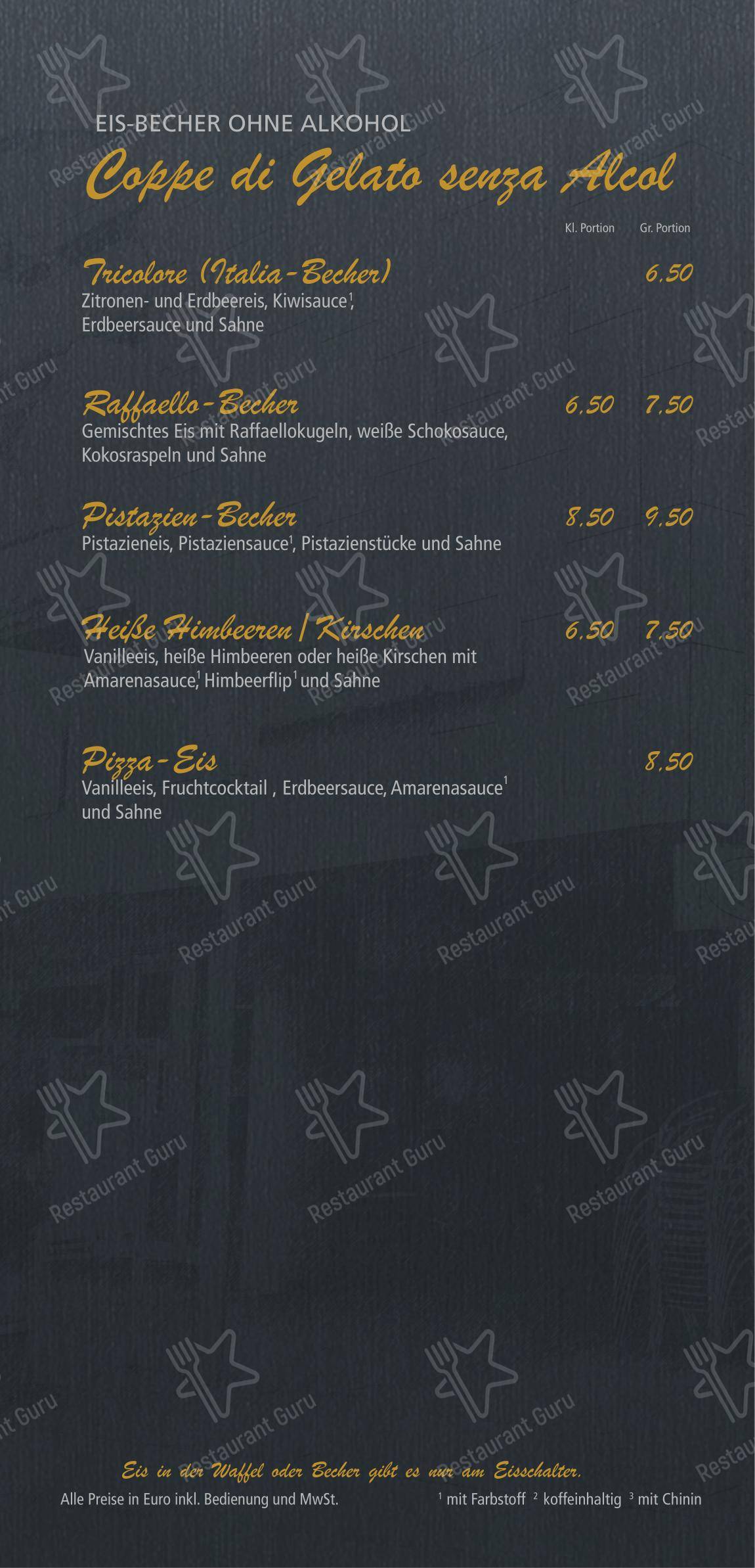 Eiscafé Riviera в Фирнхайме - Меню
