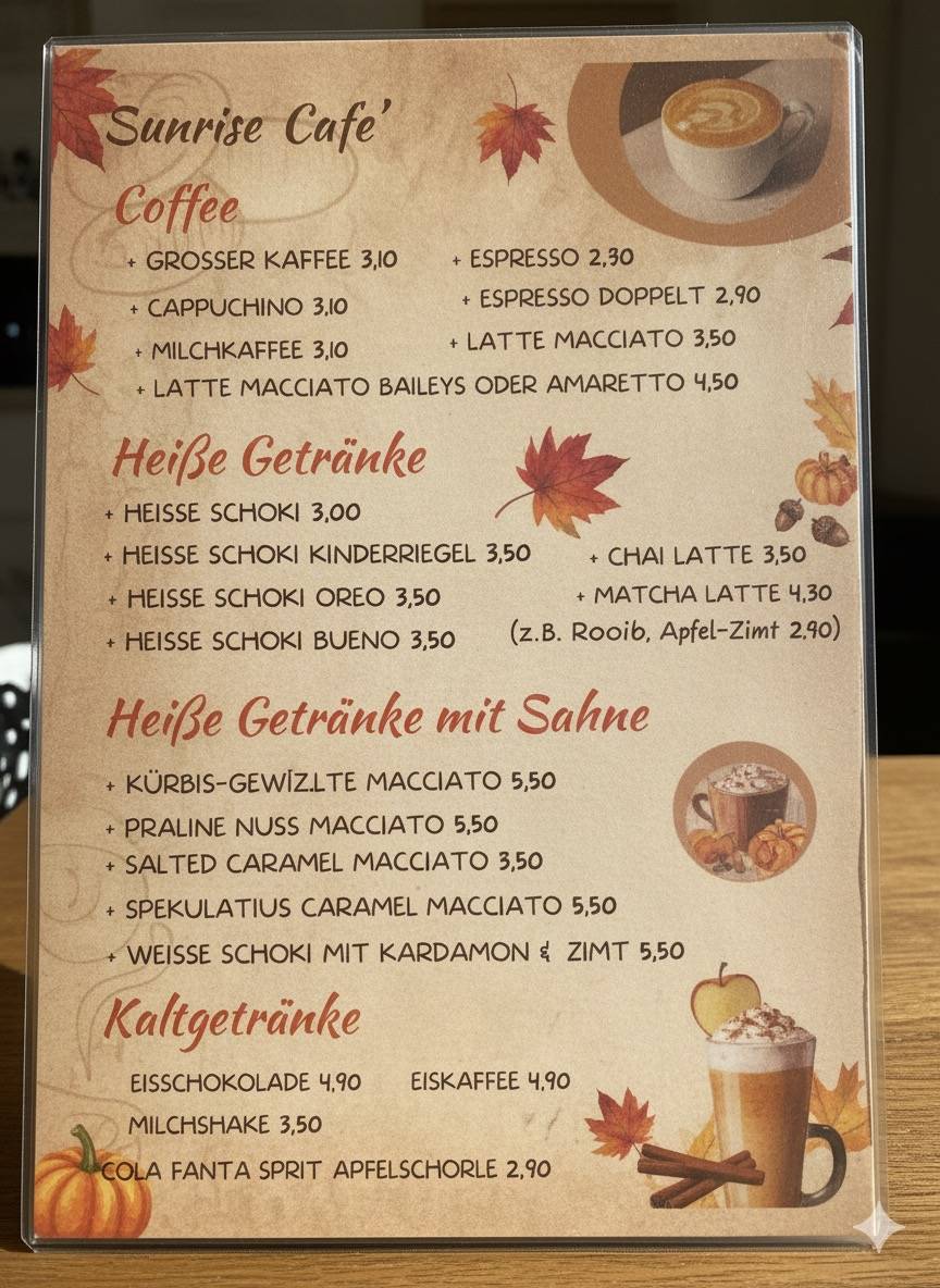 Eiscafé Sunrise меню
