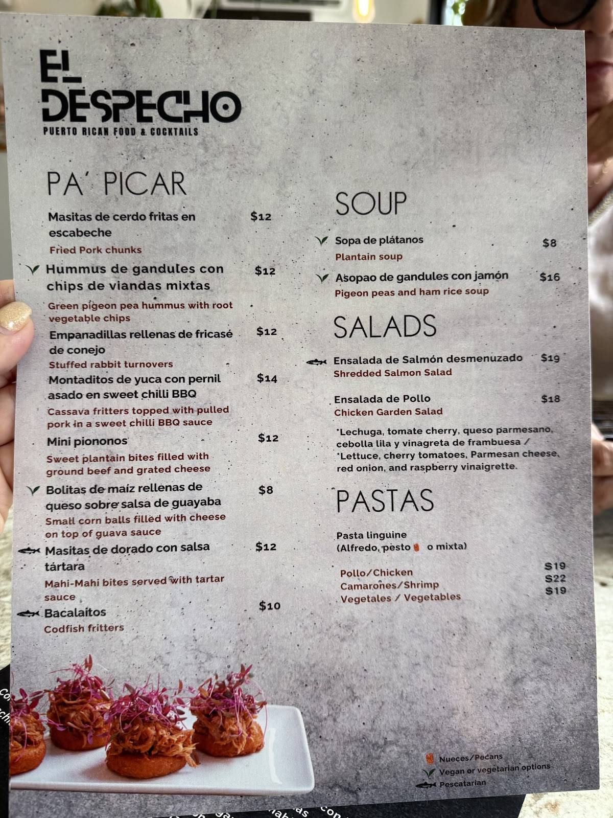El Despecho меню