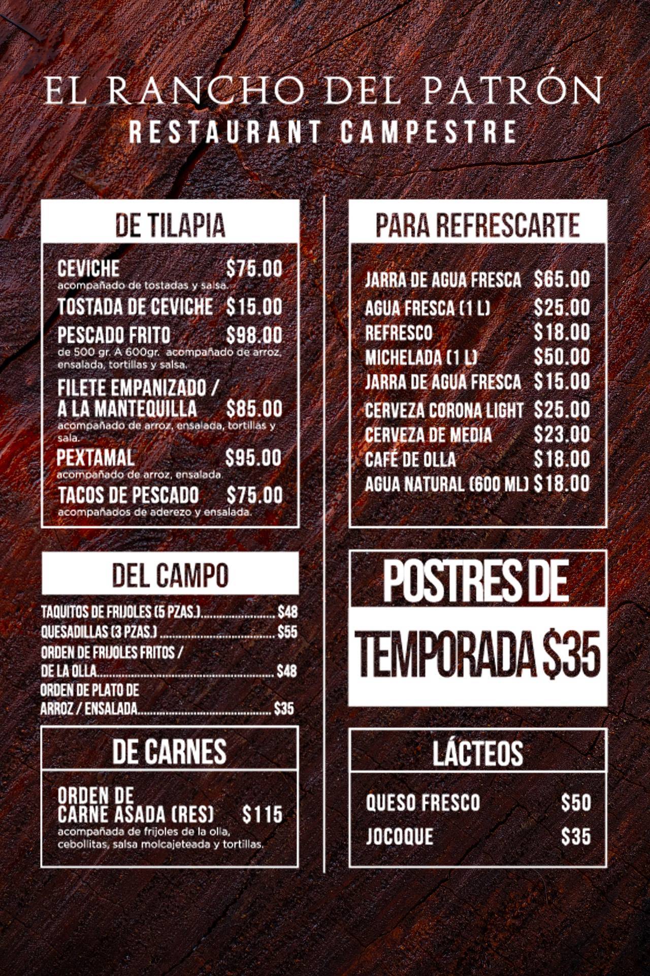 El Rancho Del Patrón меню