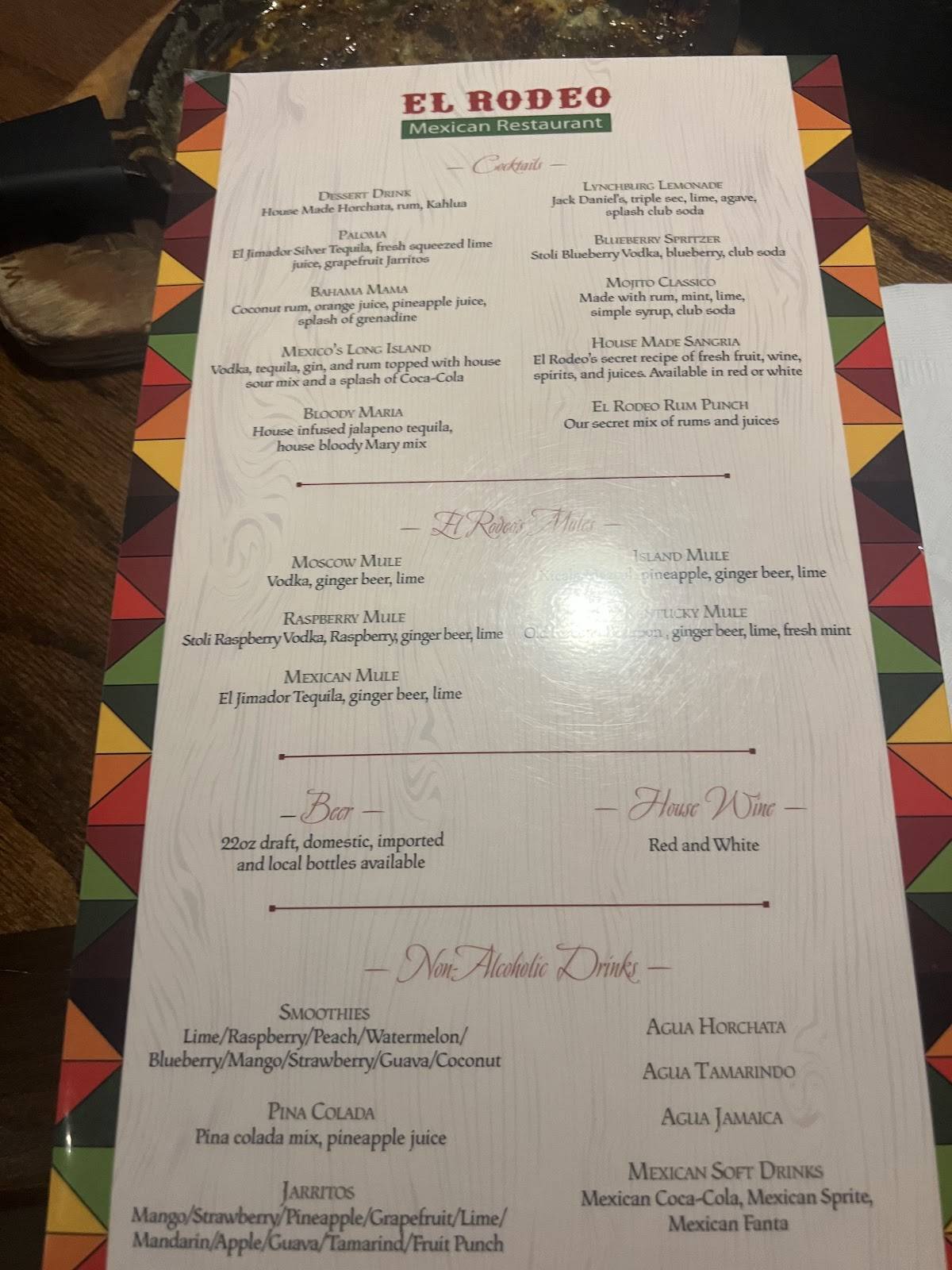 El Rodeo меню