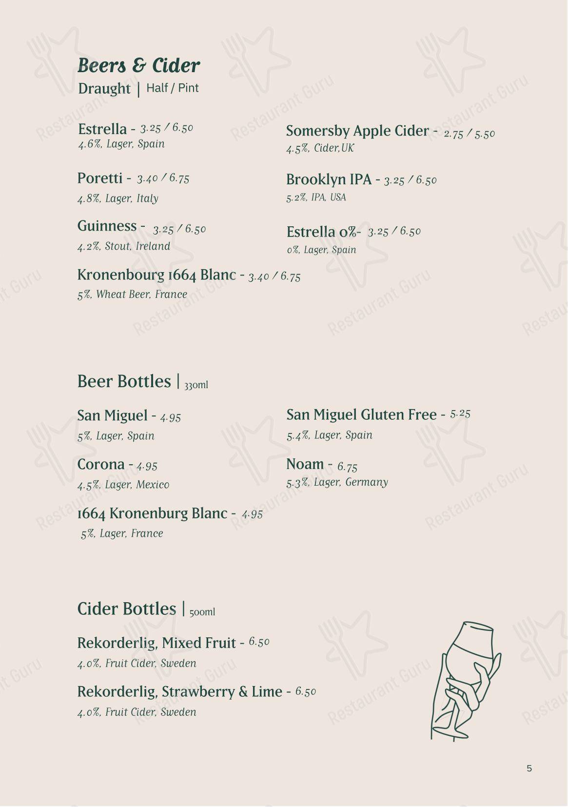 Lunch Menu паба и бара Emily's в Формби