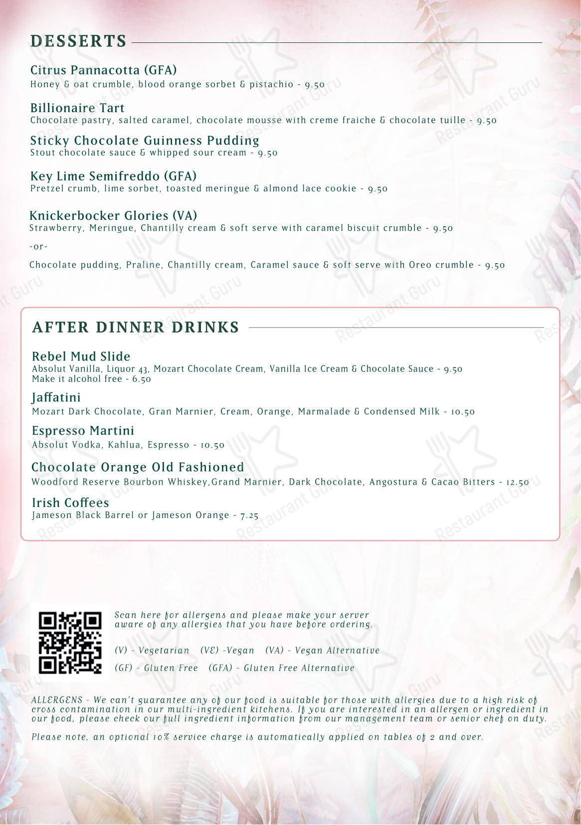 Меню паба и бара Emily's - Lunch Menu