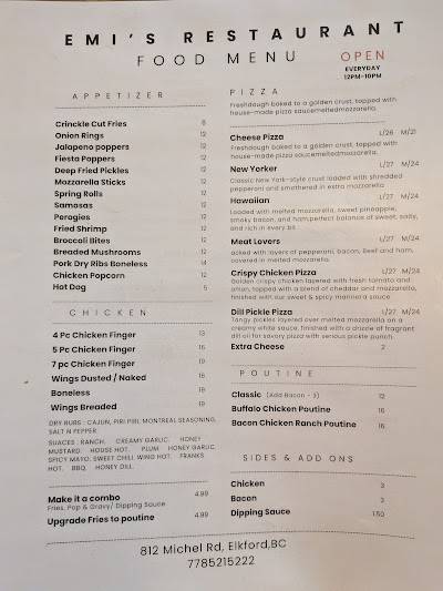 Emi's Restaurant меню