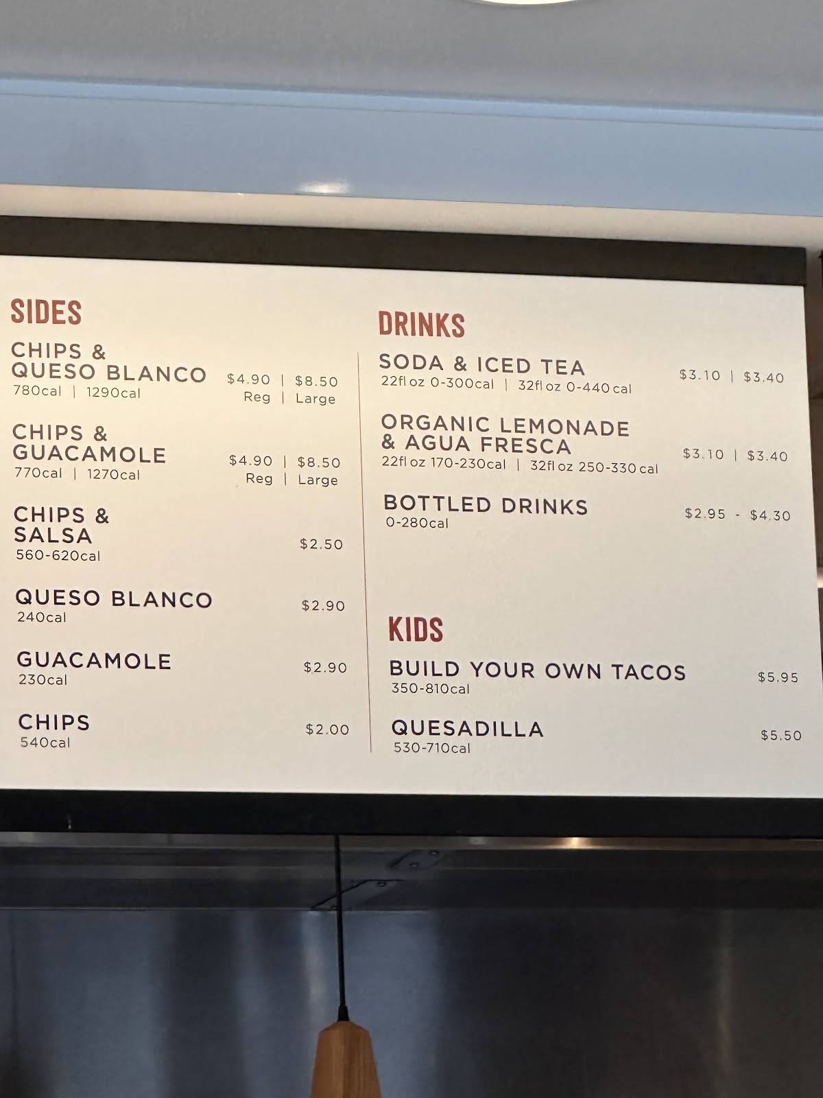 Chipotle Mexican Grill меню