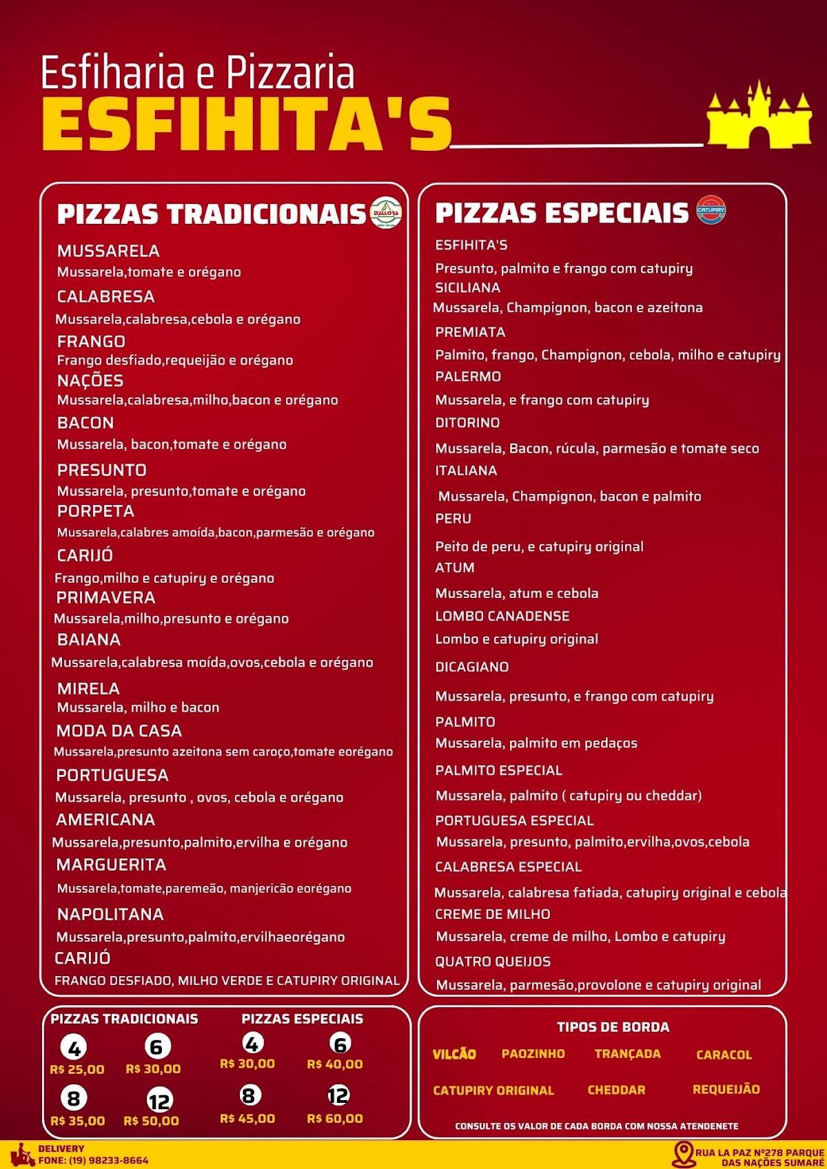 Esfihita's Esfiharia e Pizzaria Sumaré меню