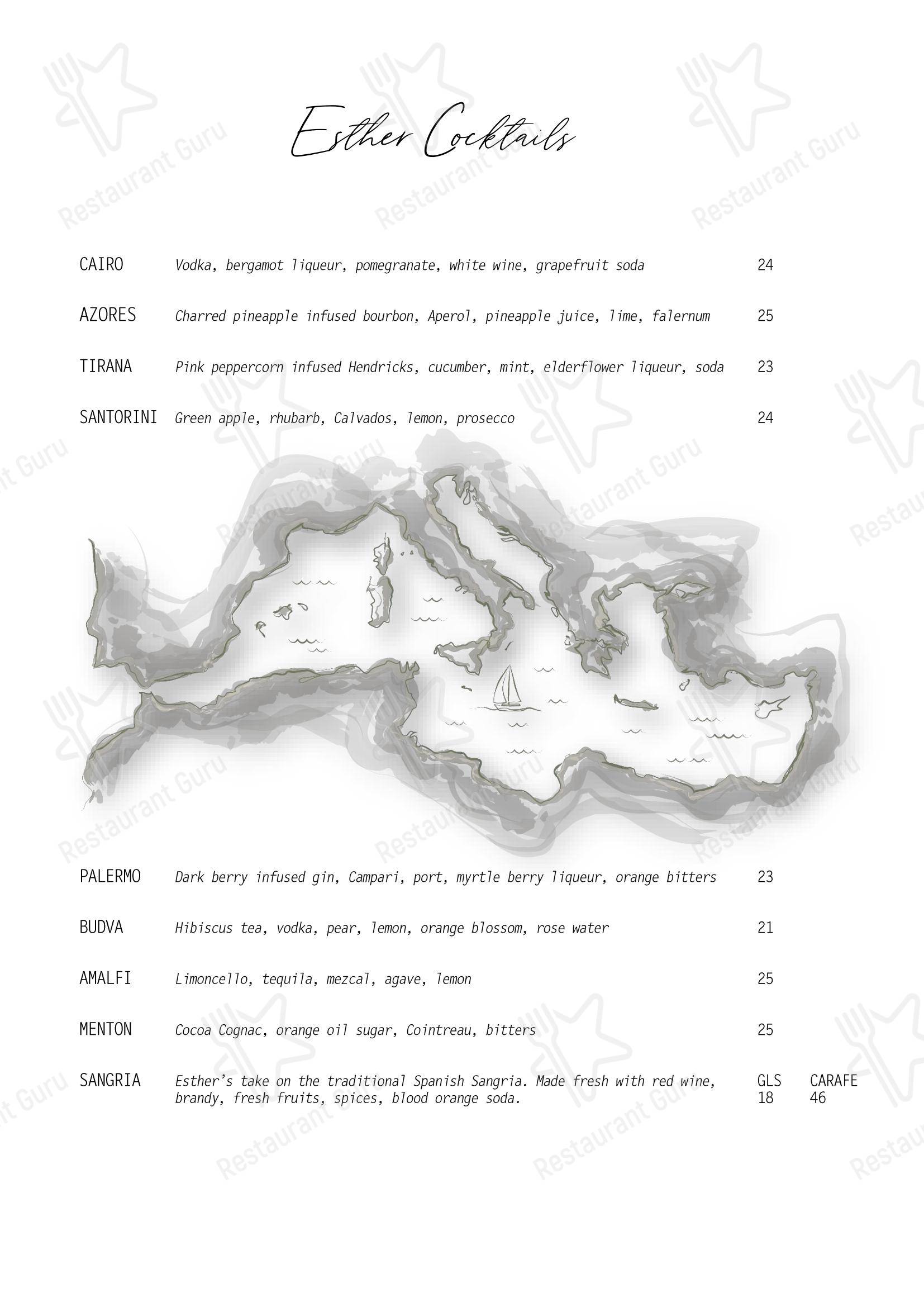 Lunch Menu ресторана Esther Restaurant в Окленде