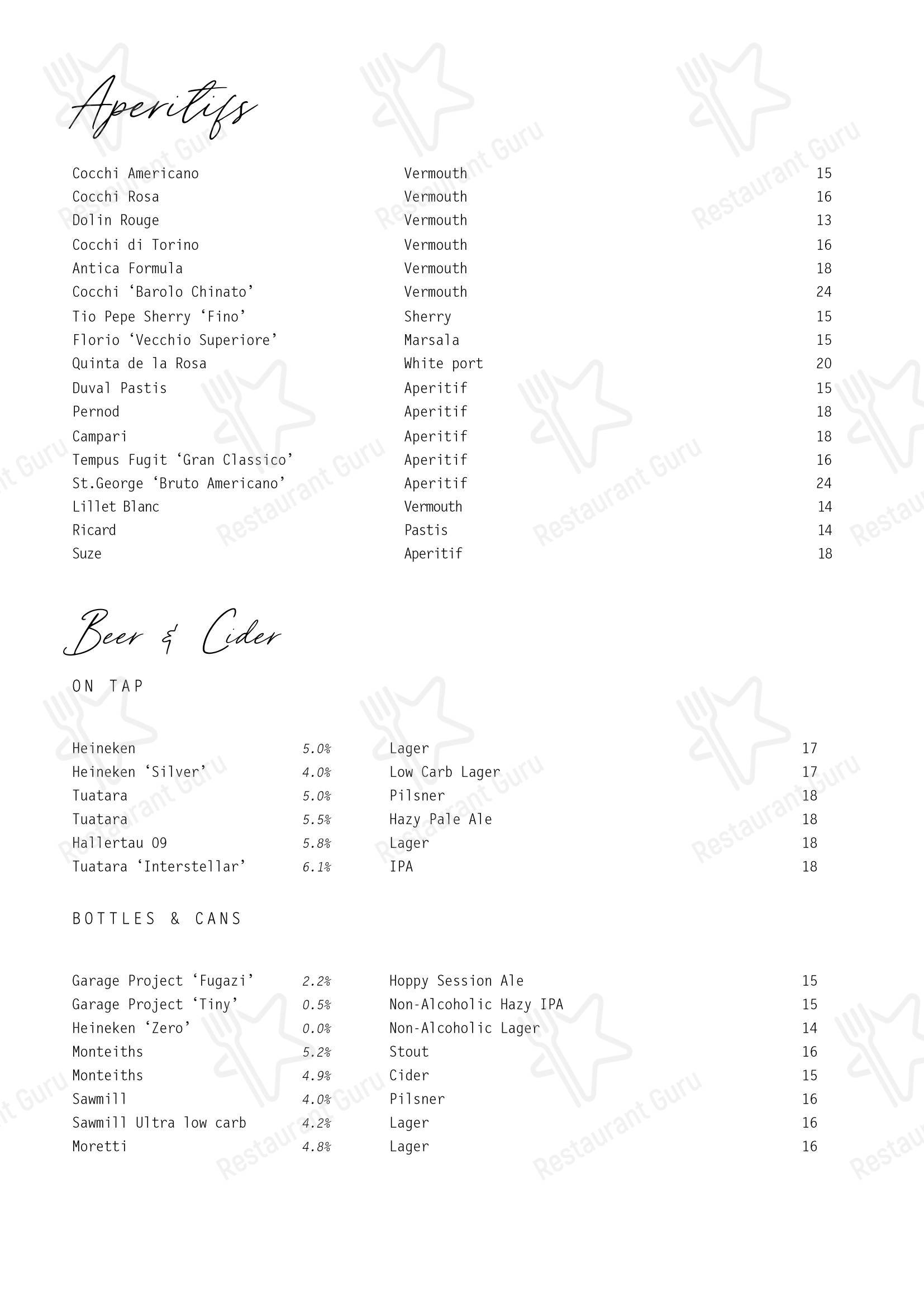 Меню ресторана Esther Restaurant - Lunch Menu
