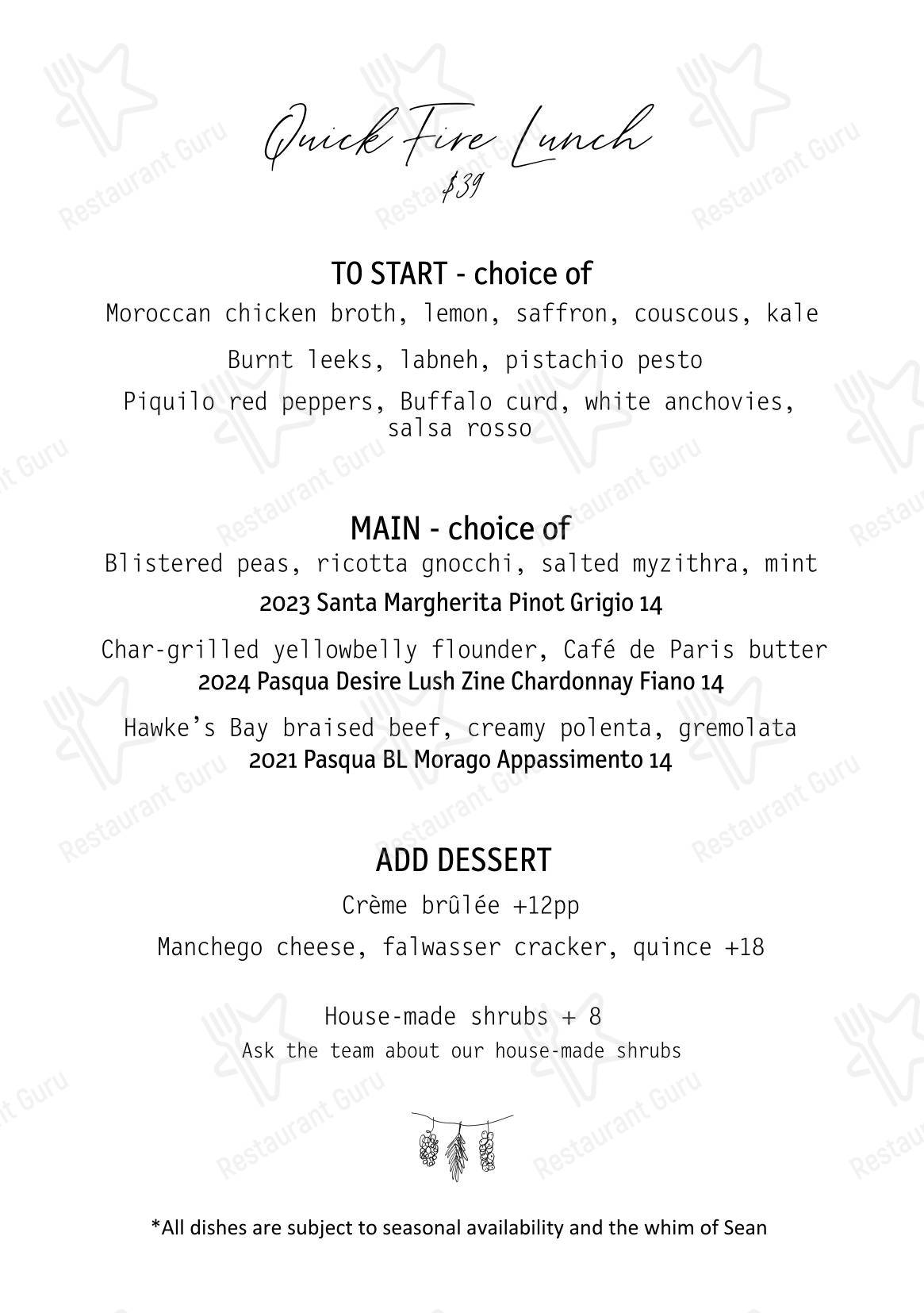 Меню ресторана Esther Restaurant - Breakfast Menu