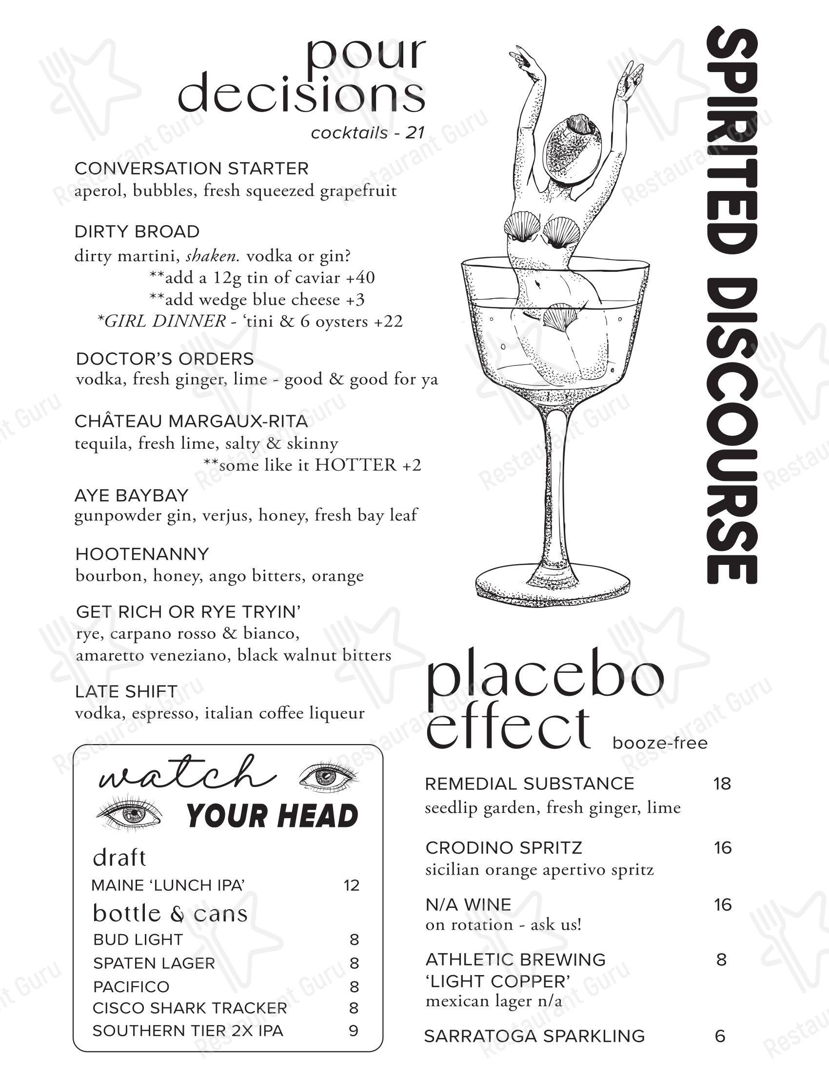 Ethos Wine Bar & Bistro в Нантакете - Меню