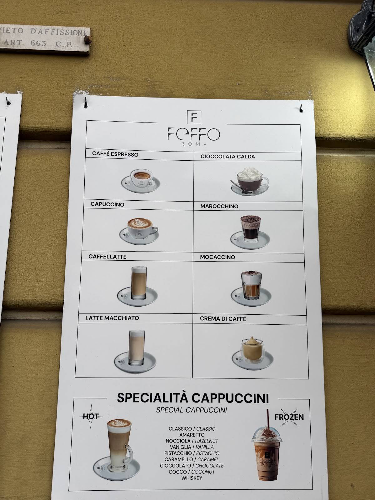 Feffo Caffe меню