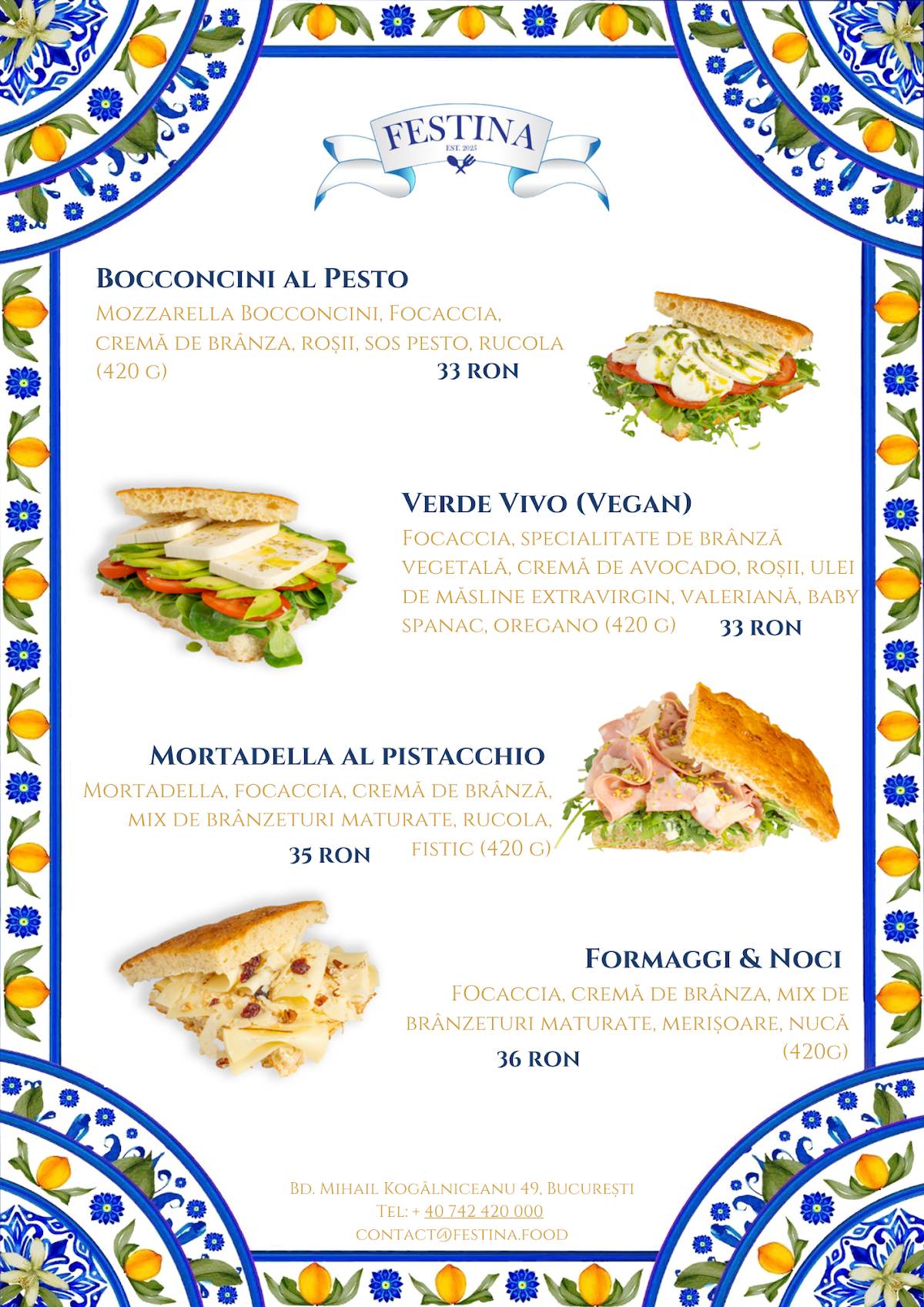 Festina Panini меню