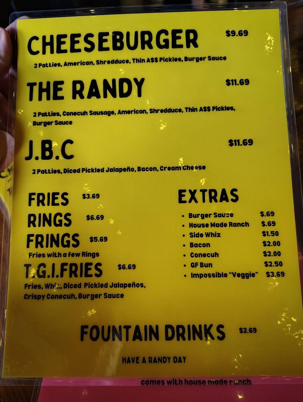 Cheeseburger Randy’s меню
