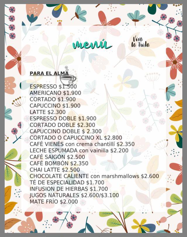 Frida Cafe меню