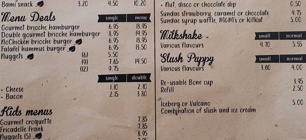 Frites Affairs меню
