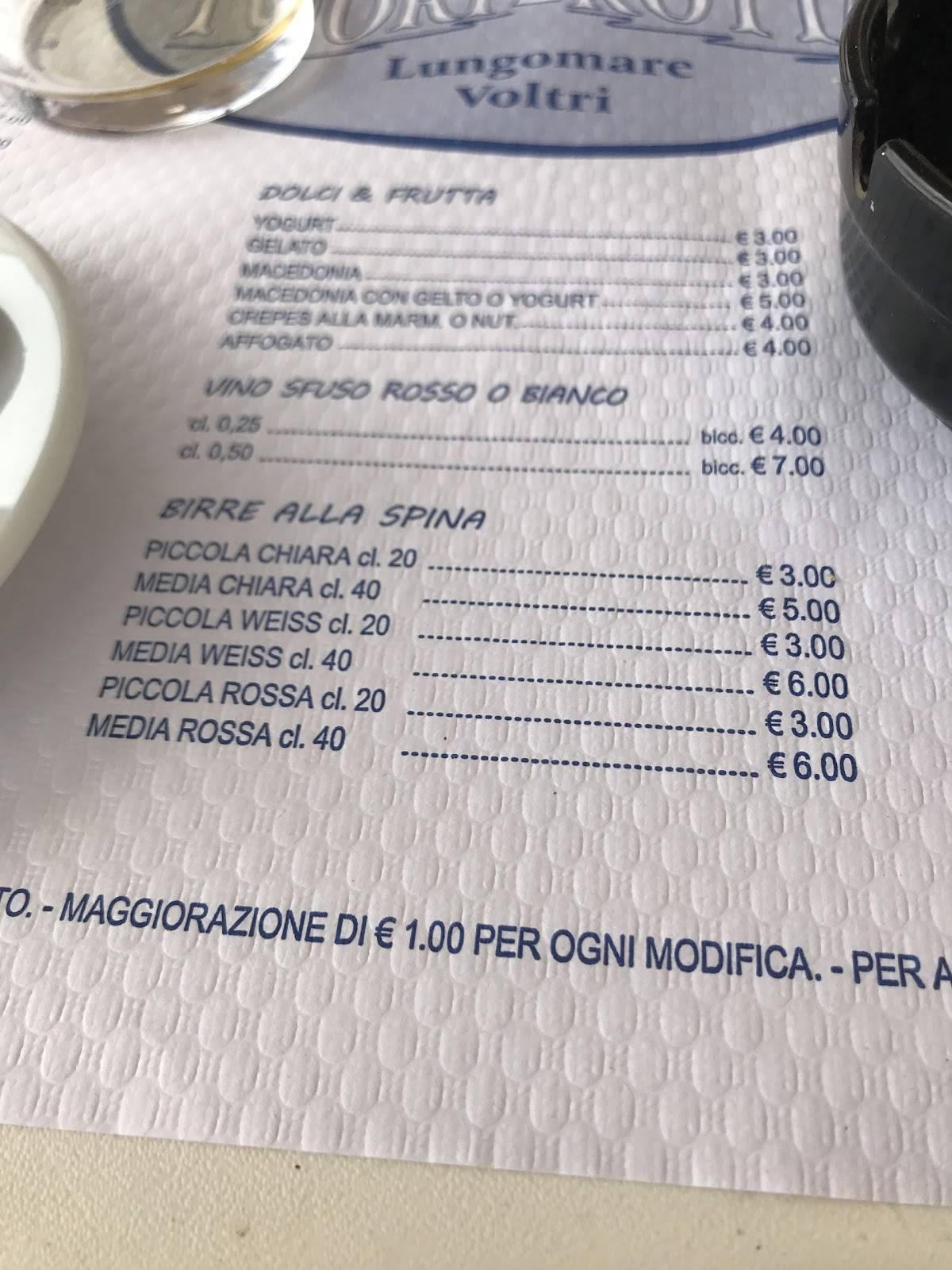 Fuori Rotta меню