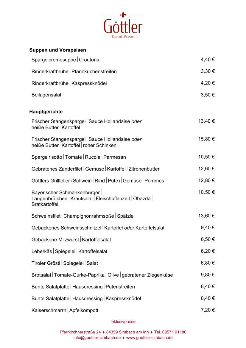 Göttler меню