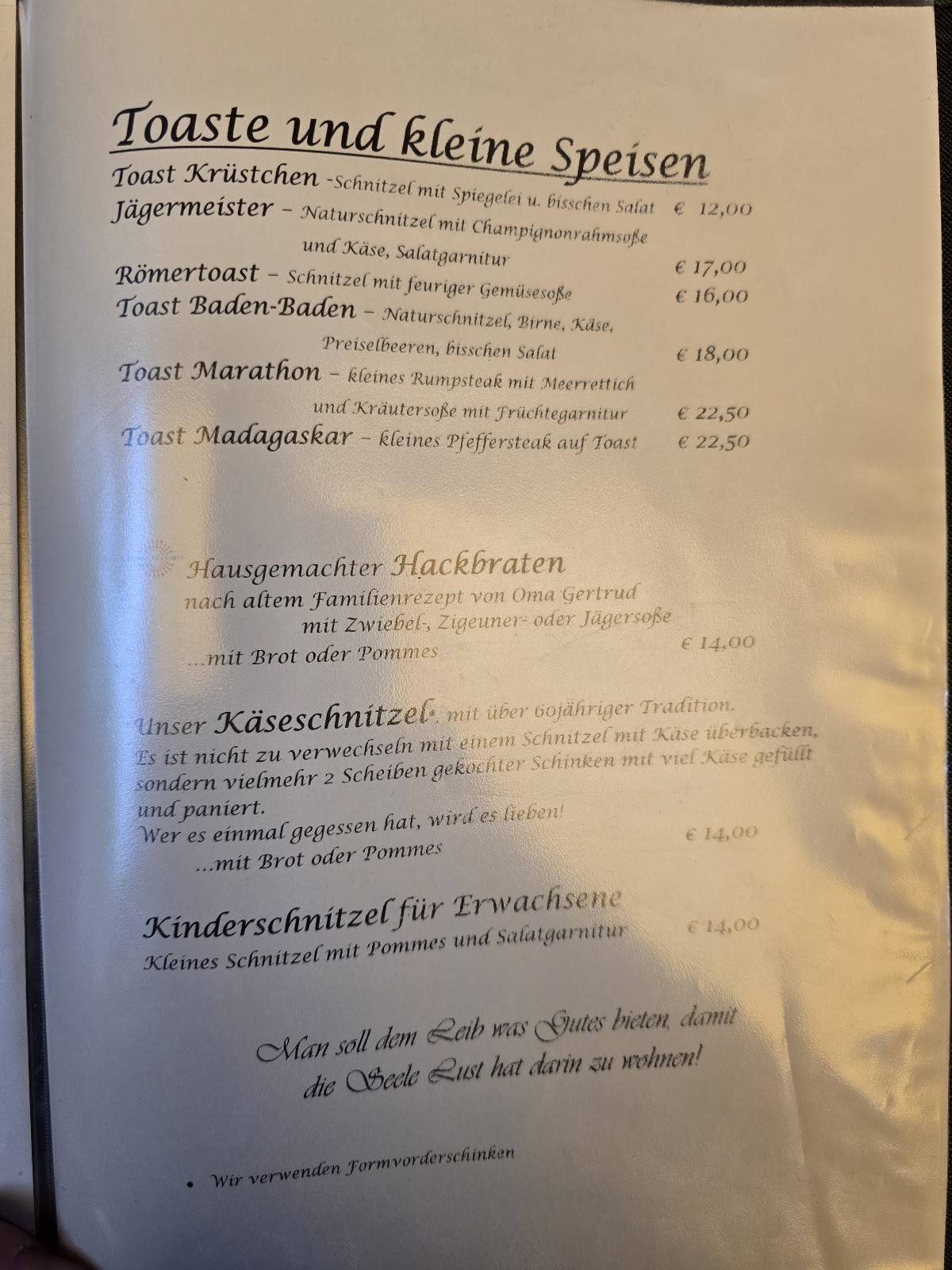 Gasthaus Zum Löwen - „Mortsche“ меню