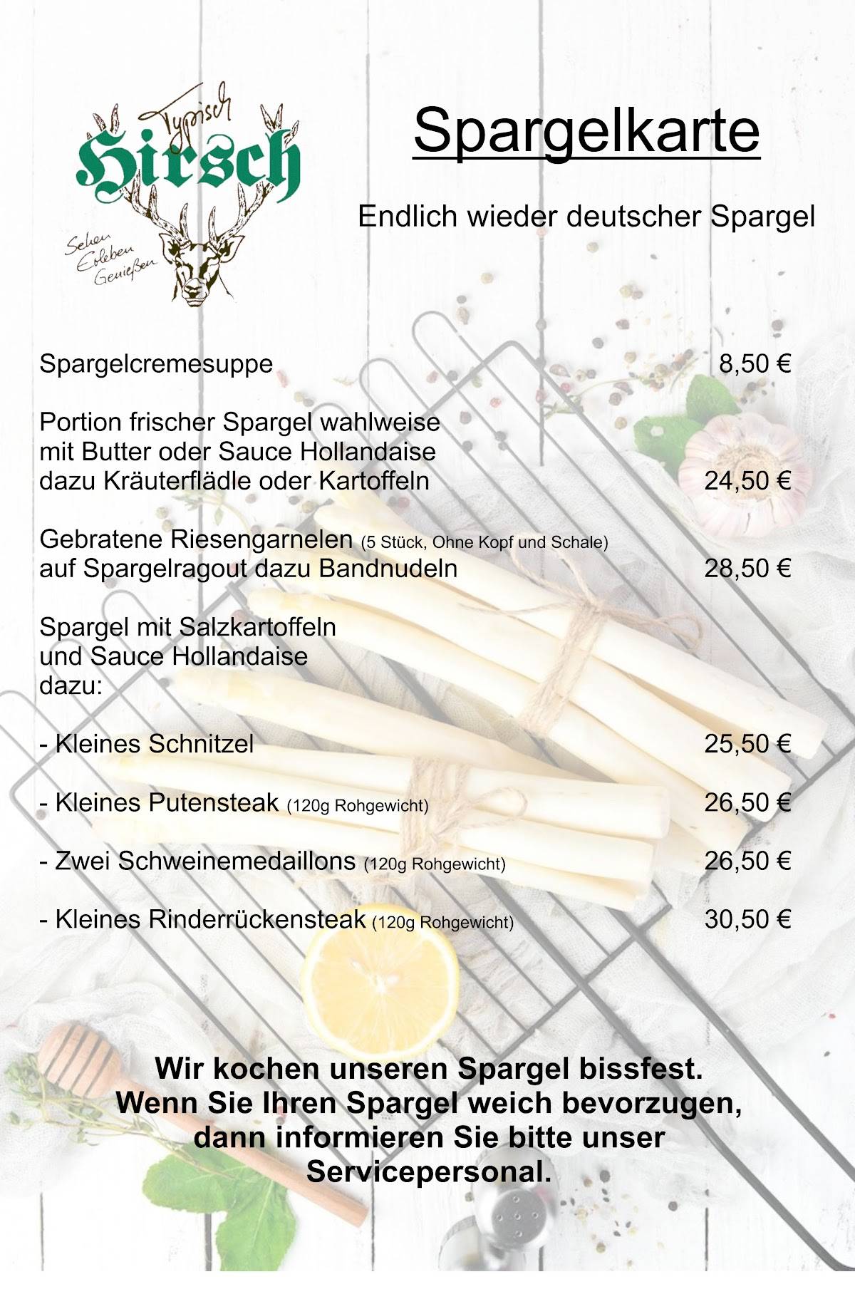 Gaststätte Hirsch меню