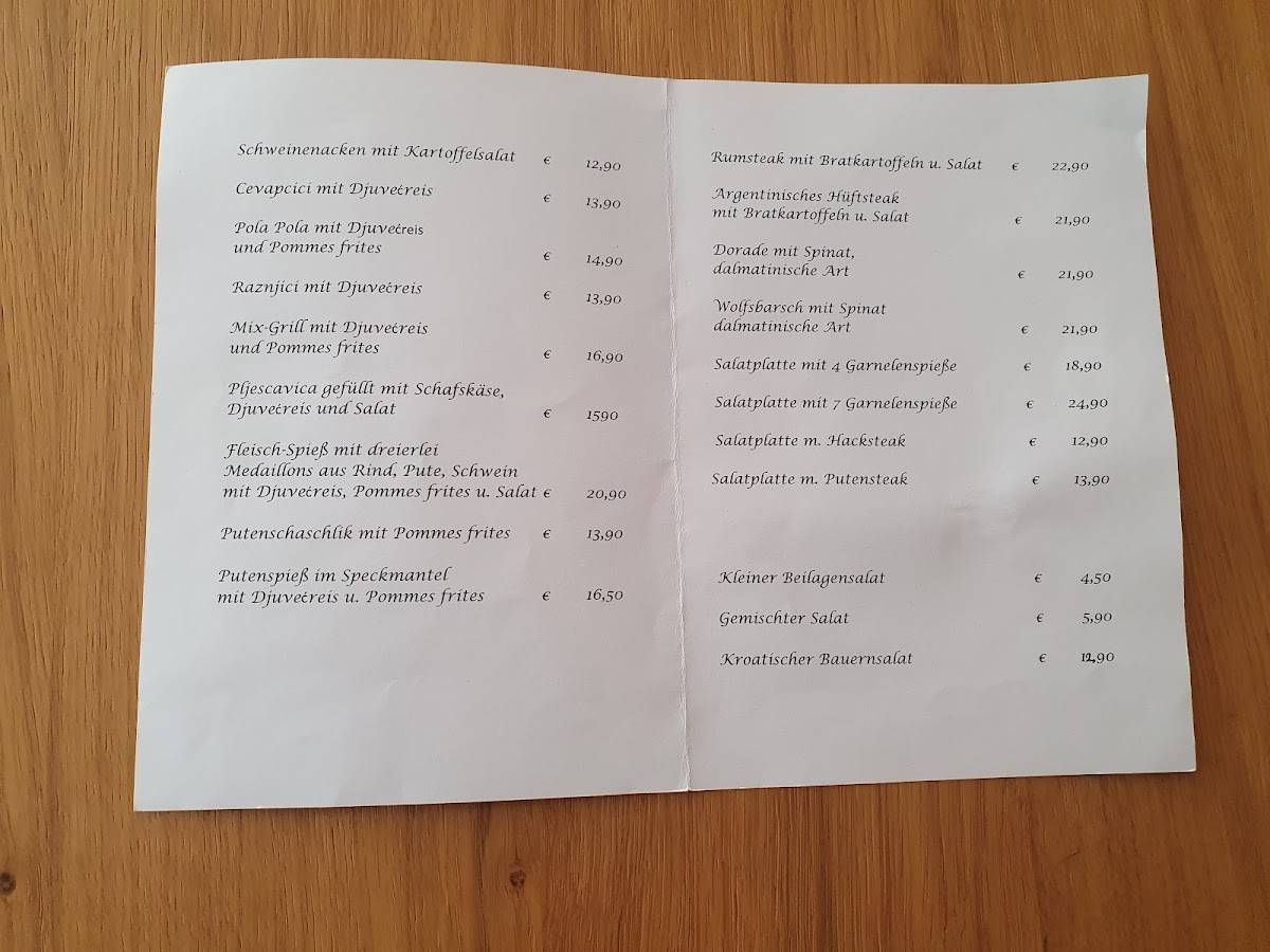 Gaststätte Zadar меню