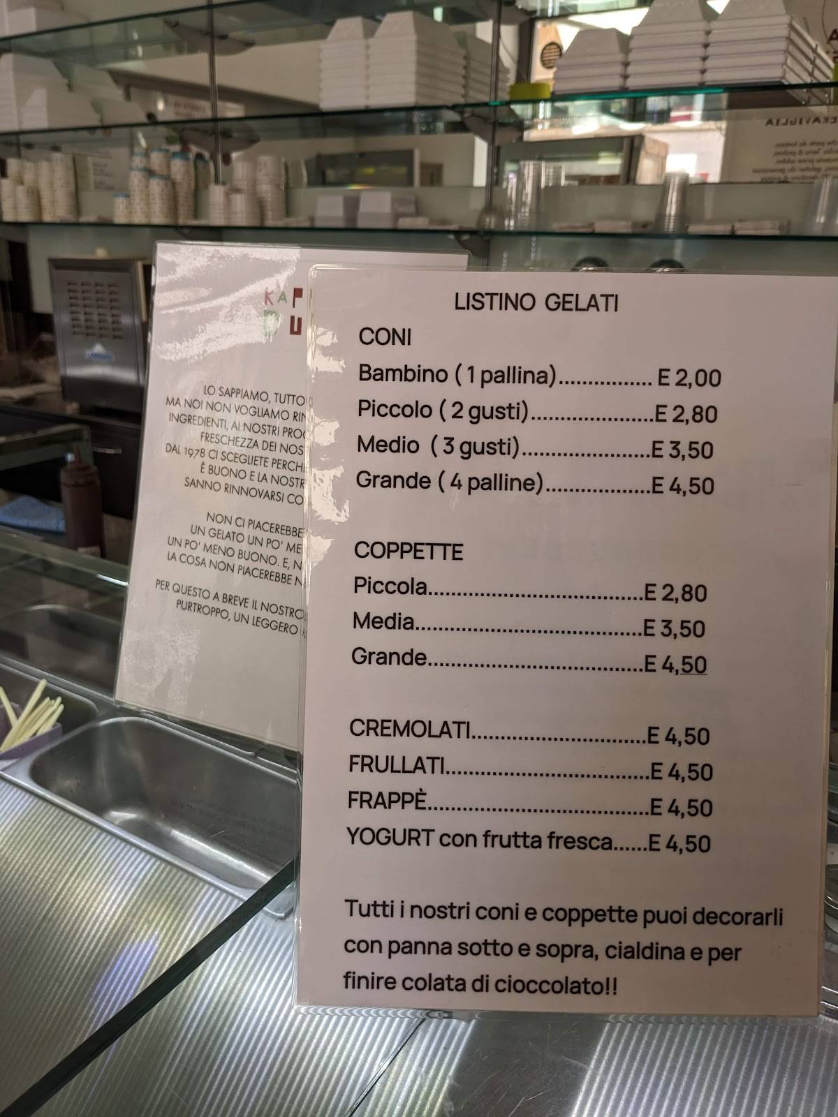 Gelateria Kappadue меню