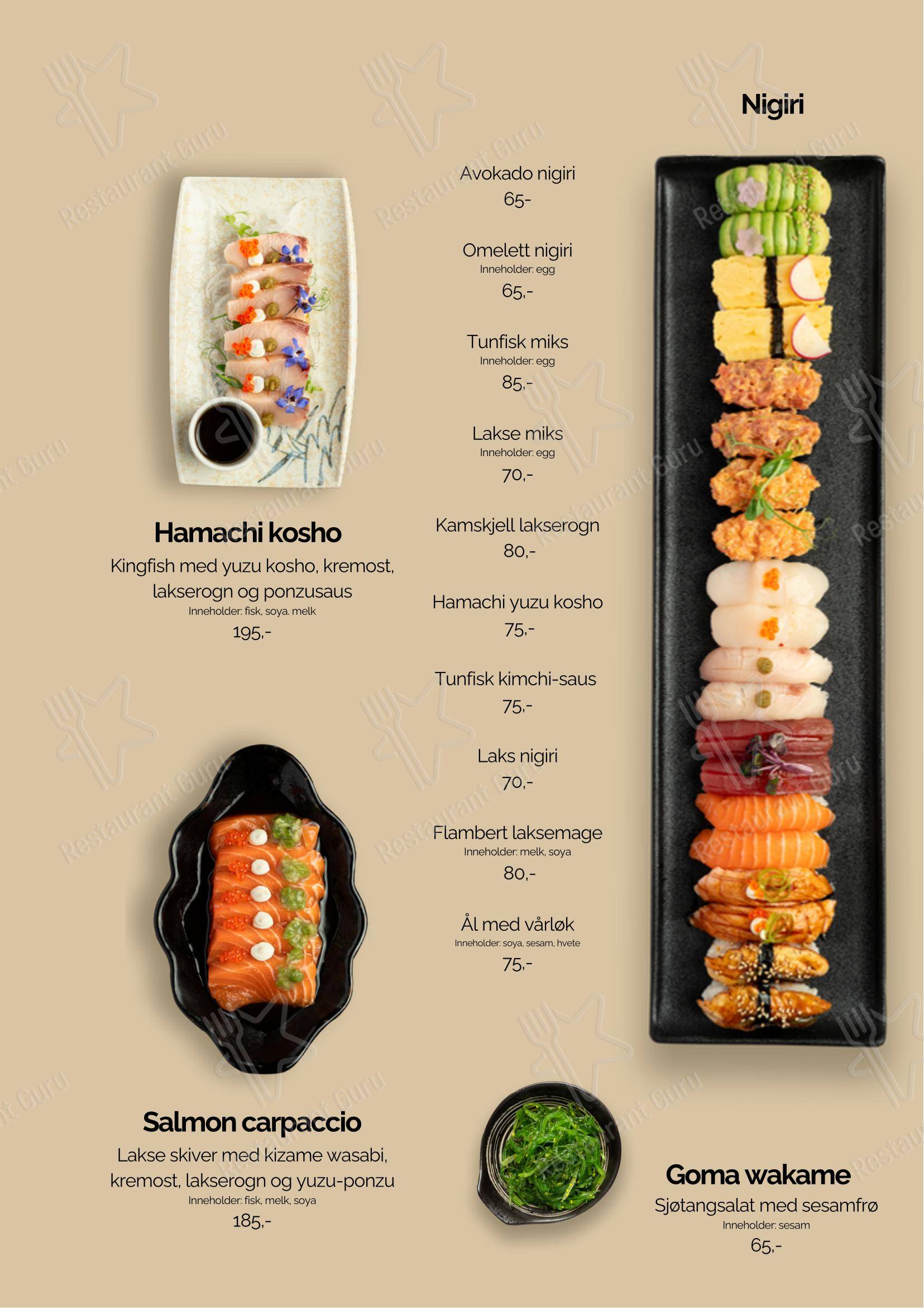 Меню ресторана Genji Izakaya Ramen в Осло