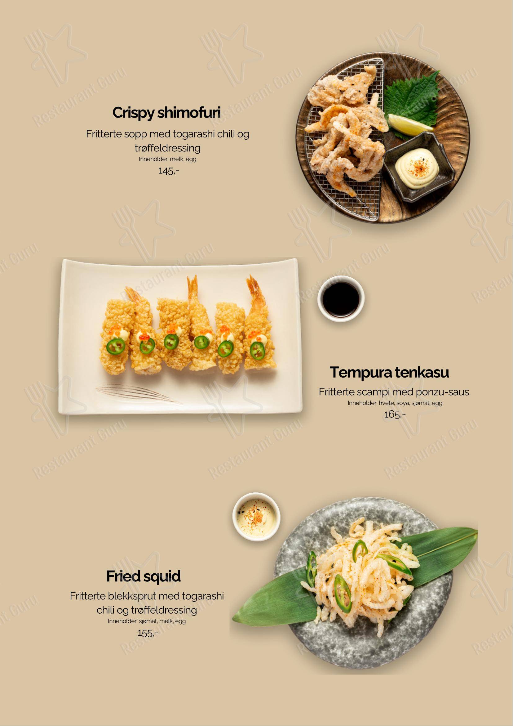 Меню ресторана Genji Izakaya Ramen в Осло