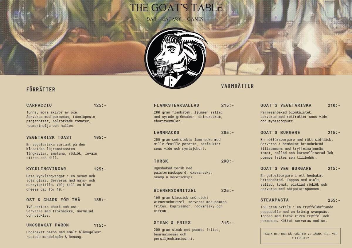 Goats Table меню