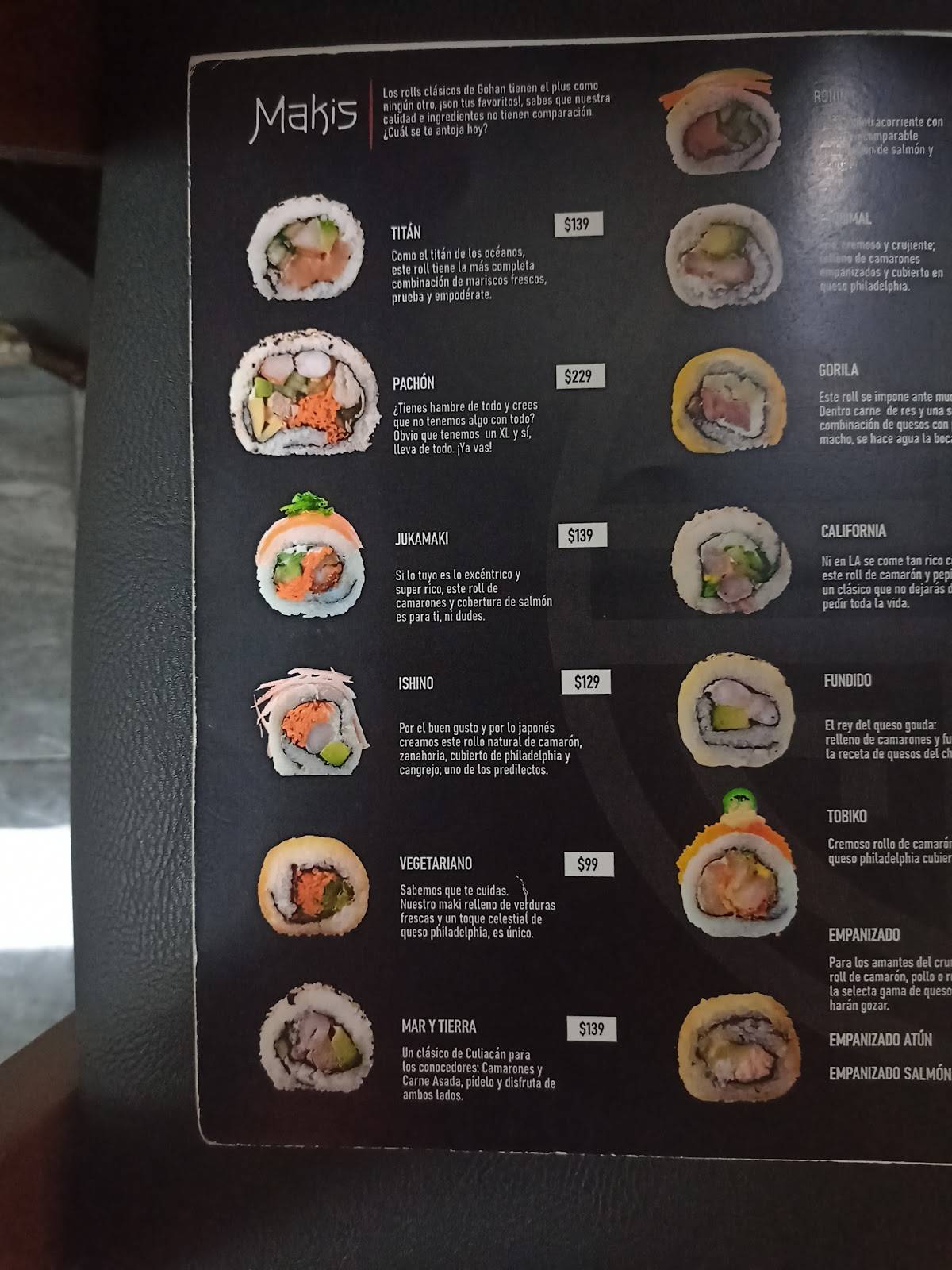 Gohan меню