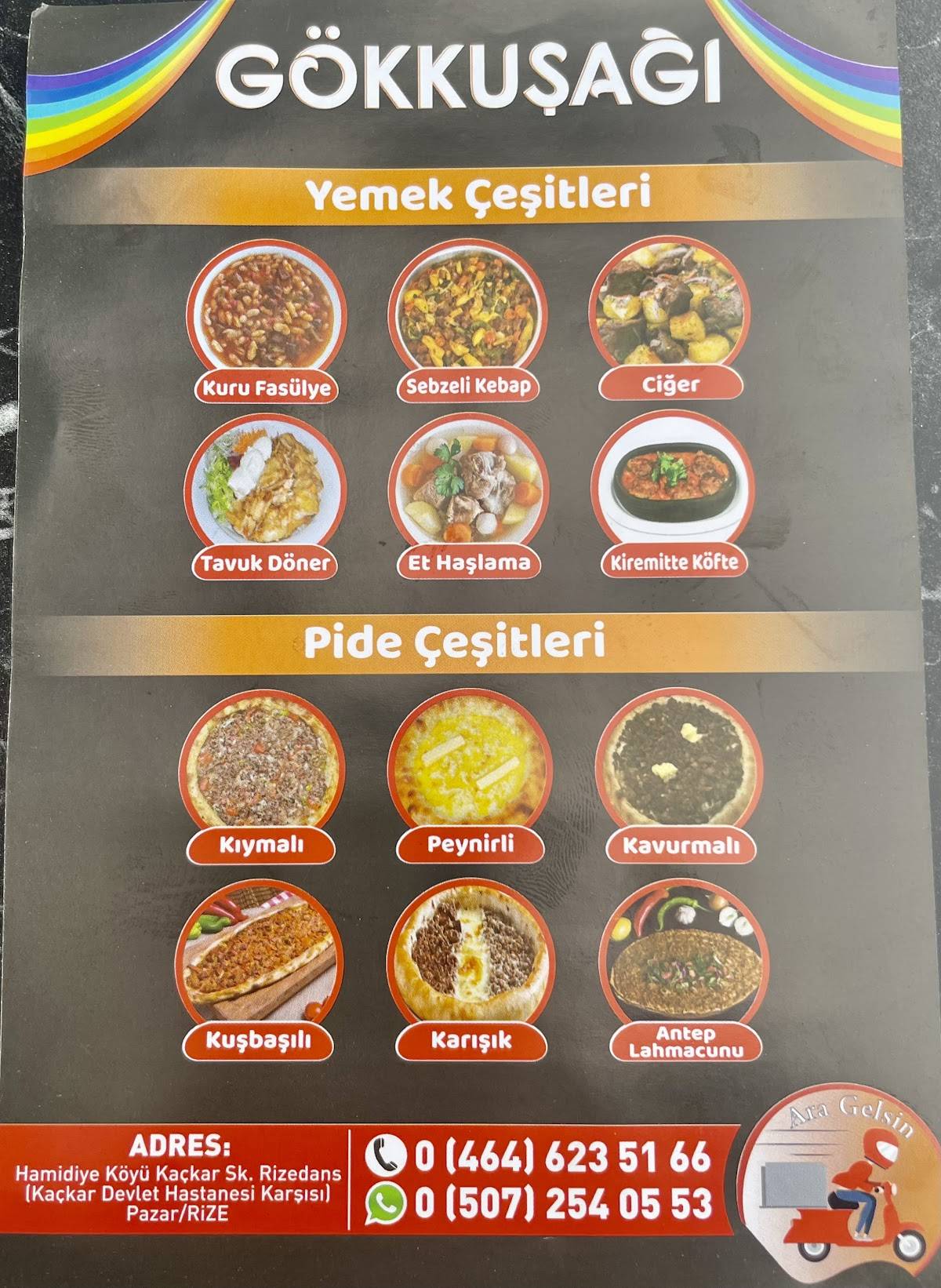 Gökkuşaği меню