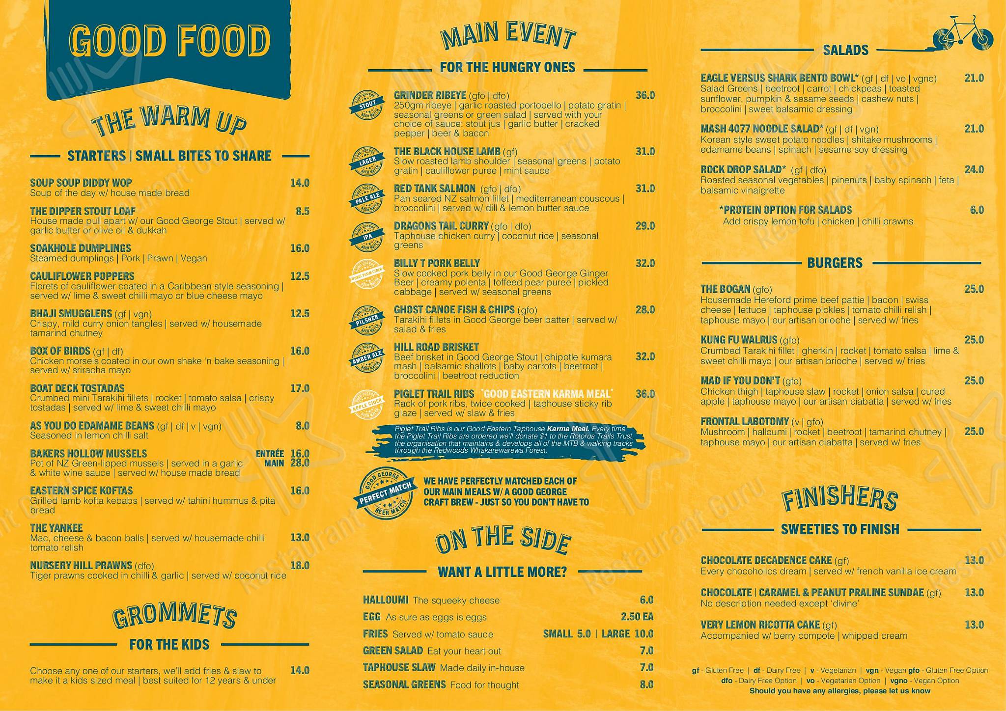 Меню паба и бара Good Eastern Taphouse Rotorua - Крафт меню