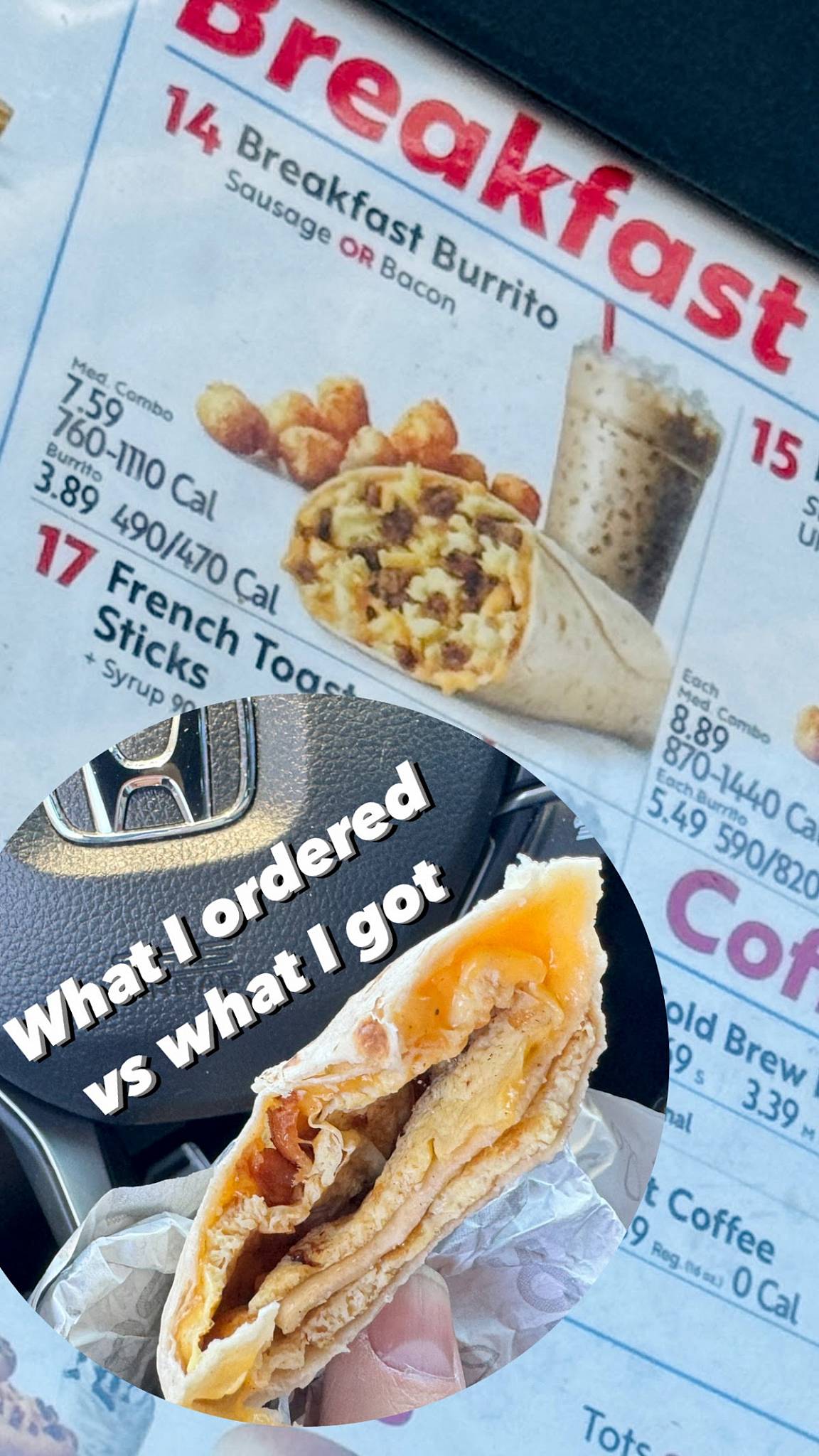 Sonic Drive-In меню