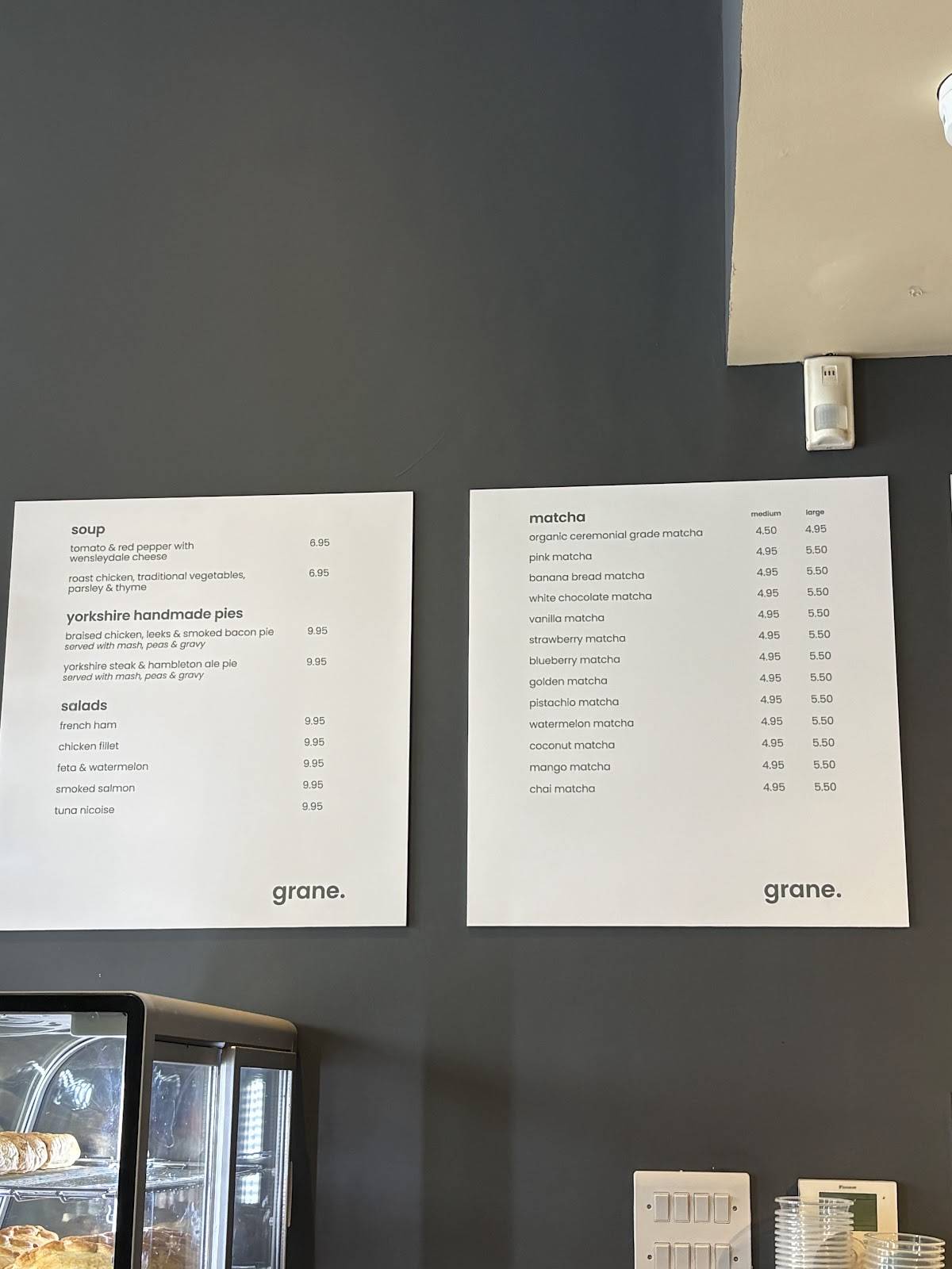Grane. меню