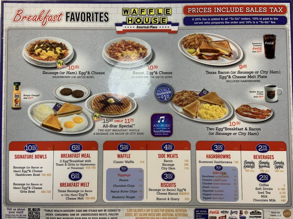 Waffle House меню
