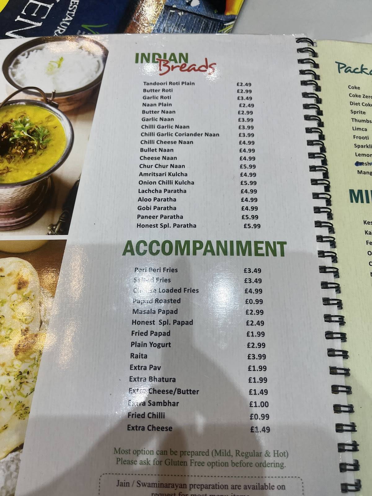 Honest Restaurant меню