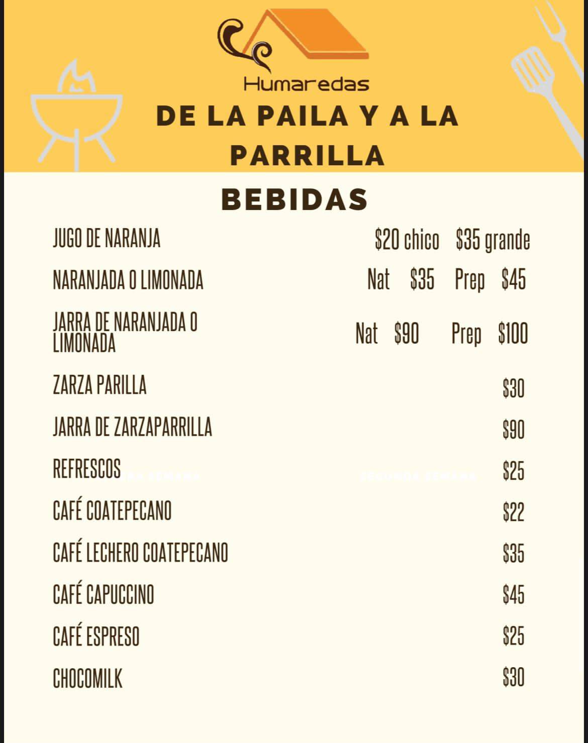 Restaurante Humaredas меню