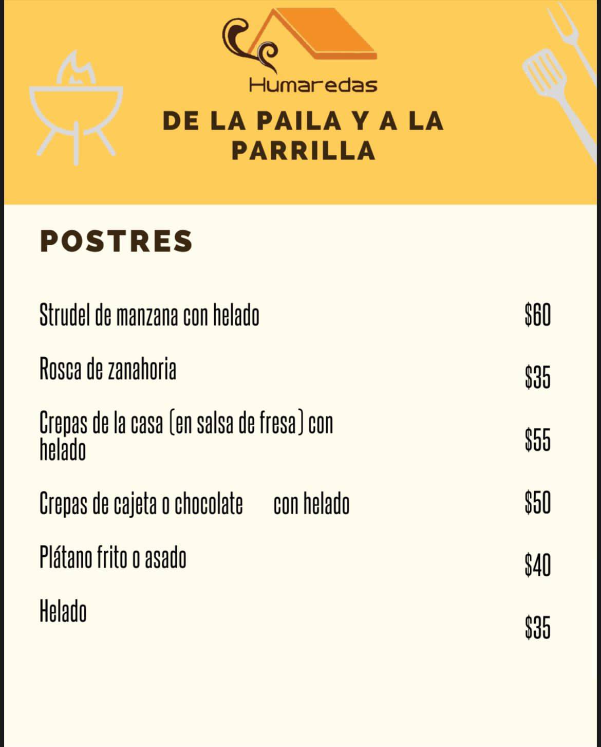 Restaurante Humaredas меню