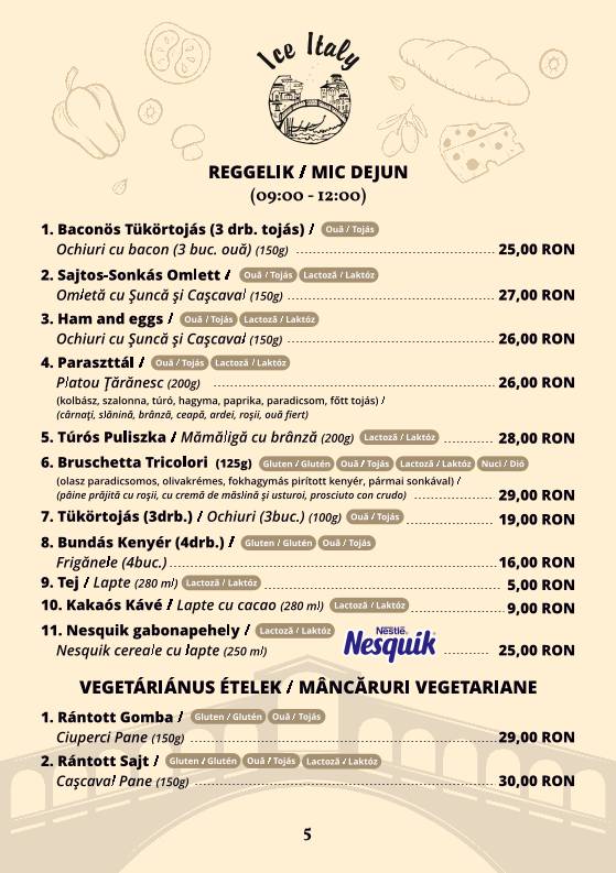 Ice Italy меню