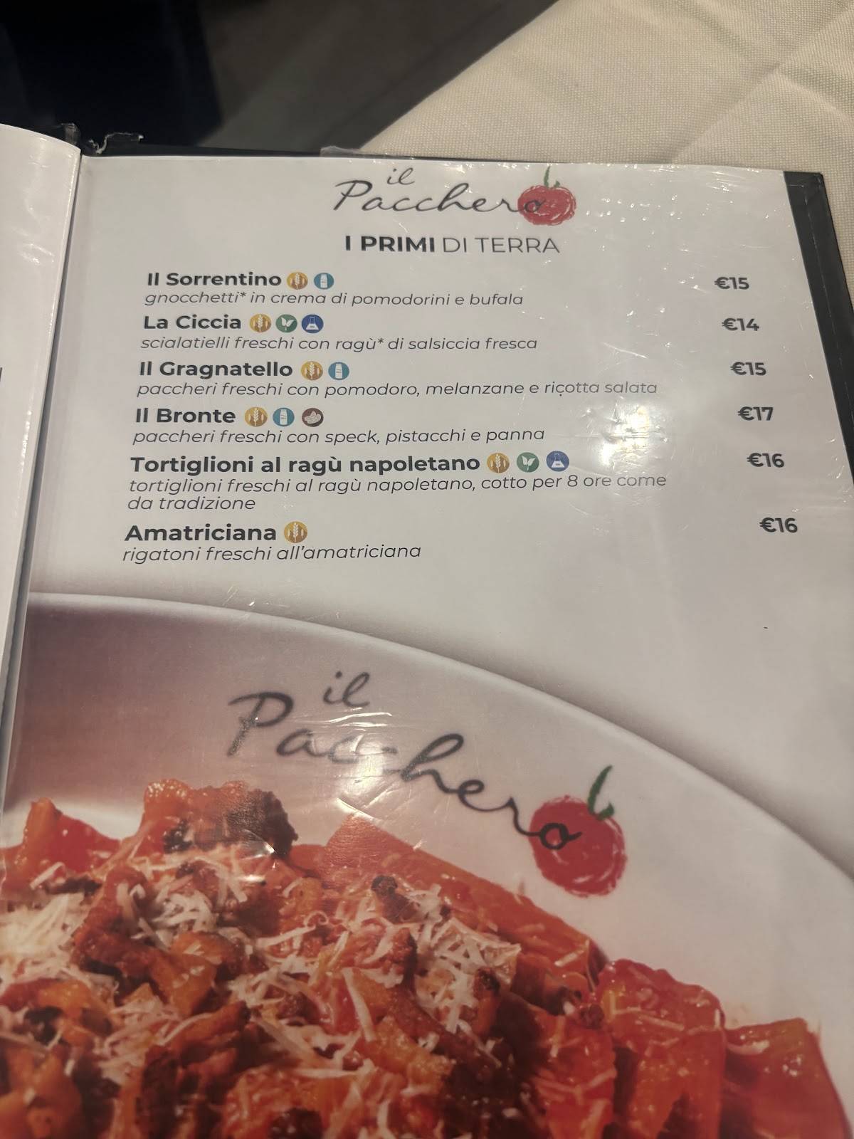 Il Pacchero меню