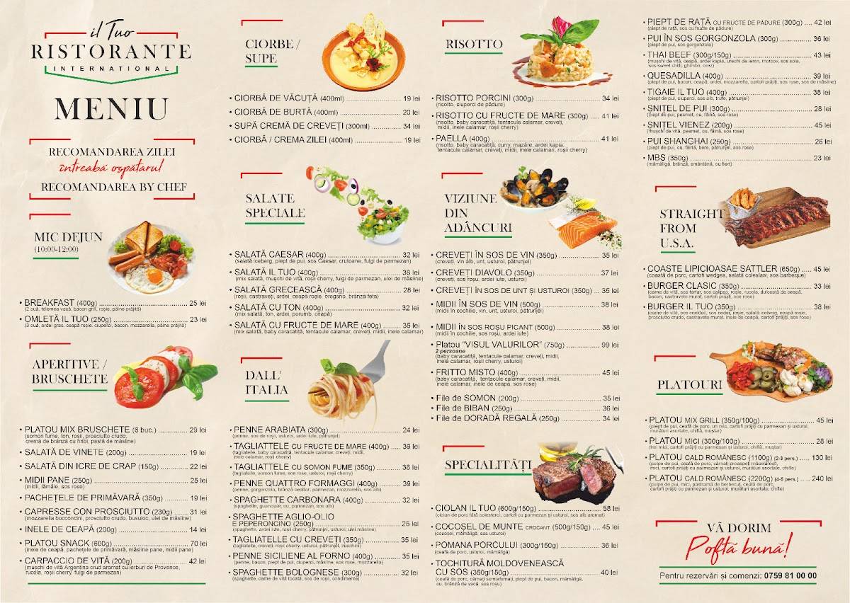 Il Tuo Ristorante меню