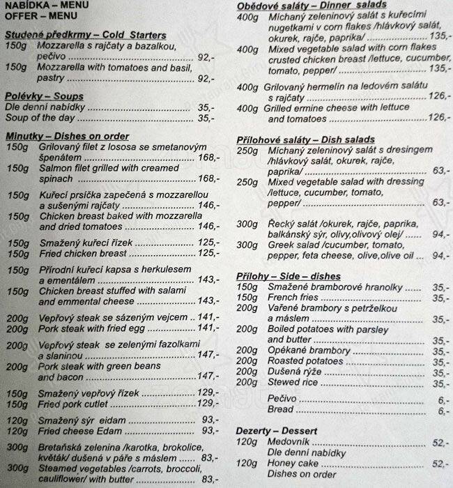 Inflight restaurant меню
