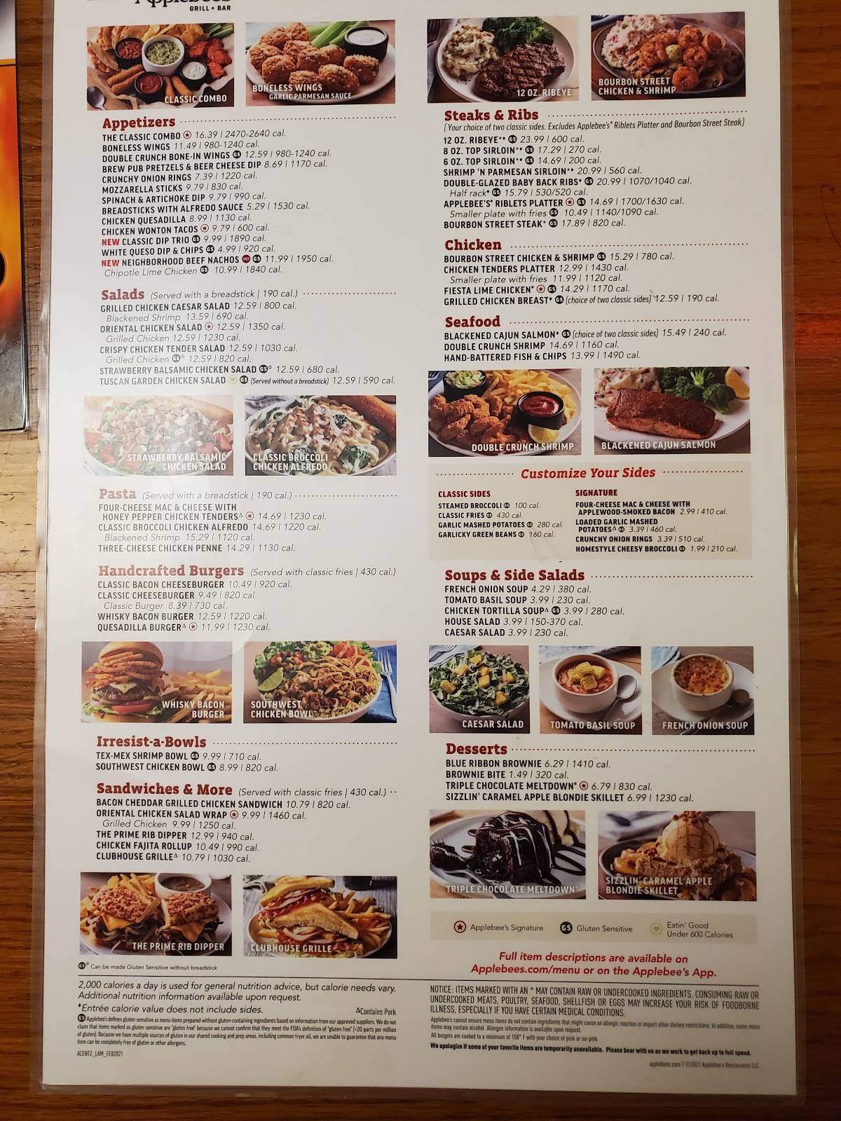 Applebee's Grill + Bar меню
