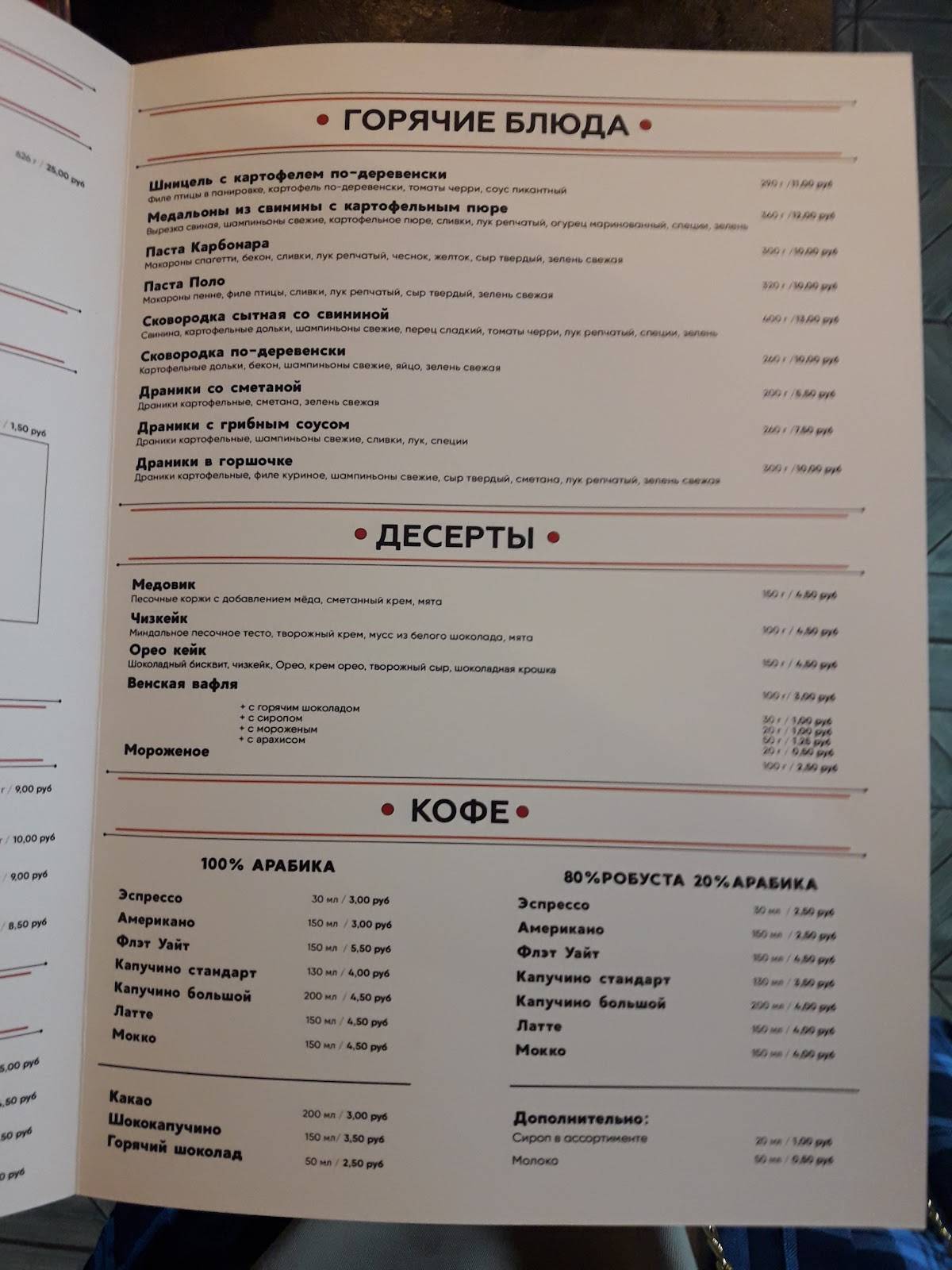 Кафе Pizza house меню