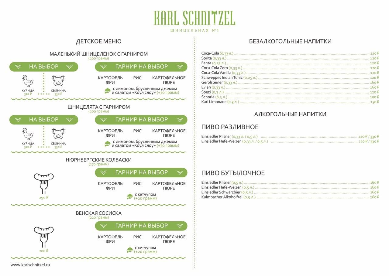 Karl Schnitzel меню