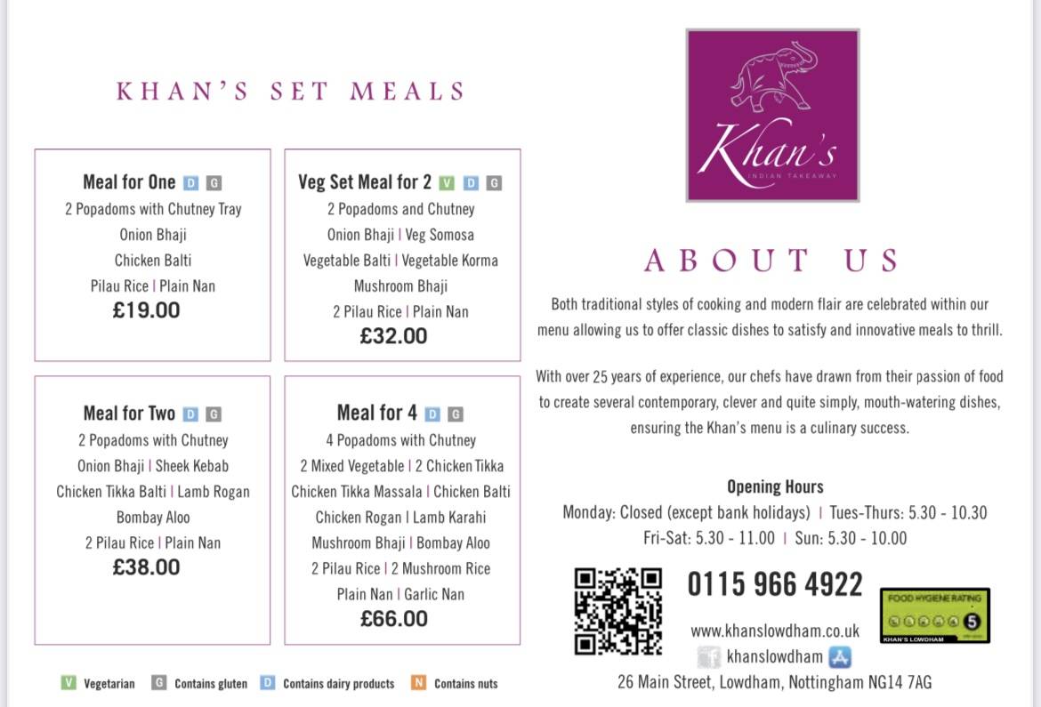 Khan’s Indian Takeaway меню