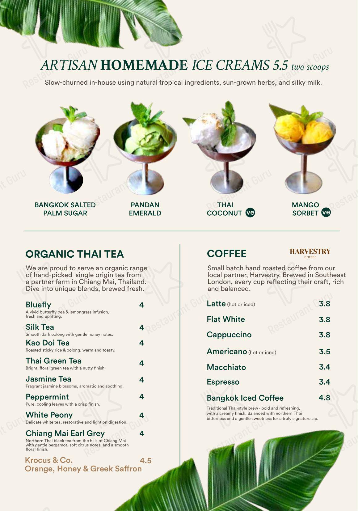 Table Menu ресторана Kin + Deum