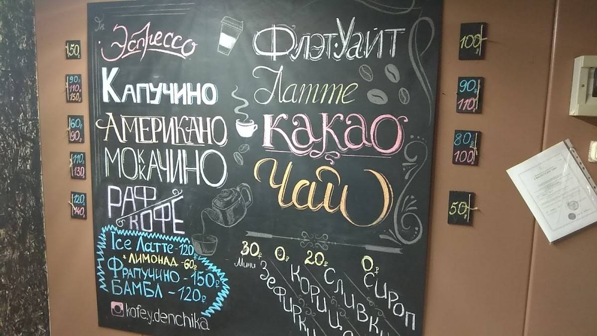 Кофе у Денчика меню