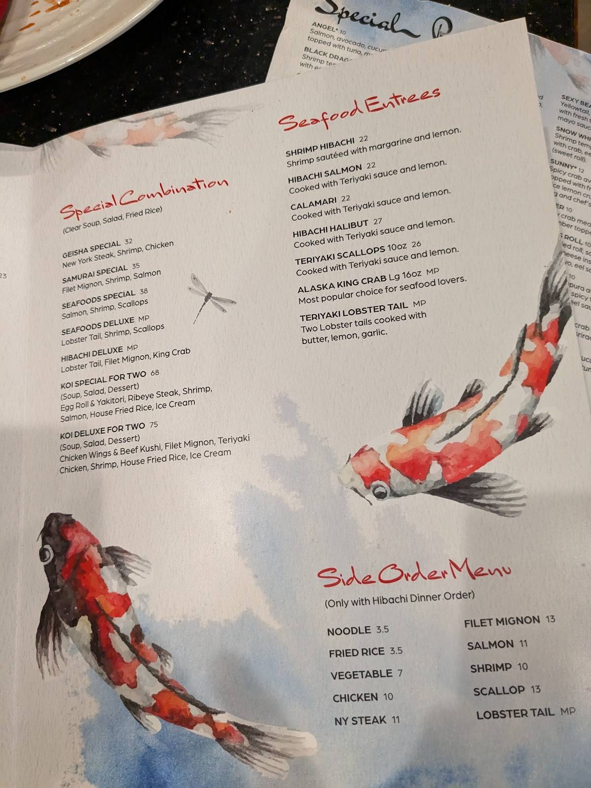 Koi Japanese Steakhouse & Sushi меню